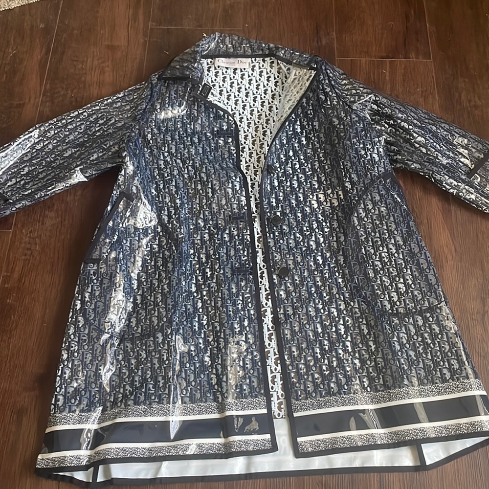 Authentic navy blue Christian Dior rain coat